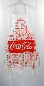 Coca Cola Vintage 1984 Script Logo White Red Kitchen BBQ Pocket Apron Leshner - Picture 1 of 10