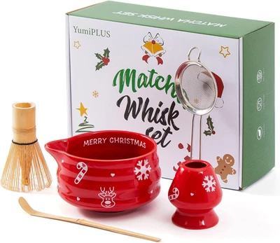 Juego Matcha Premium de 5 piezas, cuenco de cerámica con caño y juego de batidor de bambú, ceremonia Foto 1 de 4