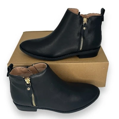 NEW Journee Black Faux Leather Ankle Boots 5.5 Minimalist Quiet Luxury Booties - Image 1 of 4