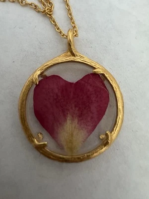 Collar CATHERINE WEITZMAN Oro 18k Vermeil Esterlina Corazón Flor Rosa Foto 1 de 4