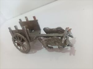 Antique Toy Cast Iron Oxen 🐂 Pulling A Cart Symbolizes the Middle Ages