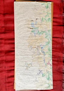 Serigrafía vintage para tela japonesa - motivo de pájaro - 29 x 12 pulgadas - Imagen 1 de 5