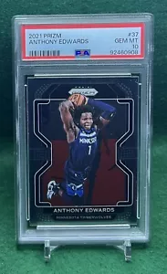 Panini Prizm 2021 Anthony Edwards #37 Minnesota Timberwolves PSA GEM MT 10 - Imagen 1 de 2