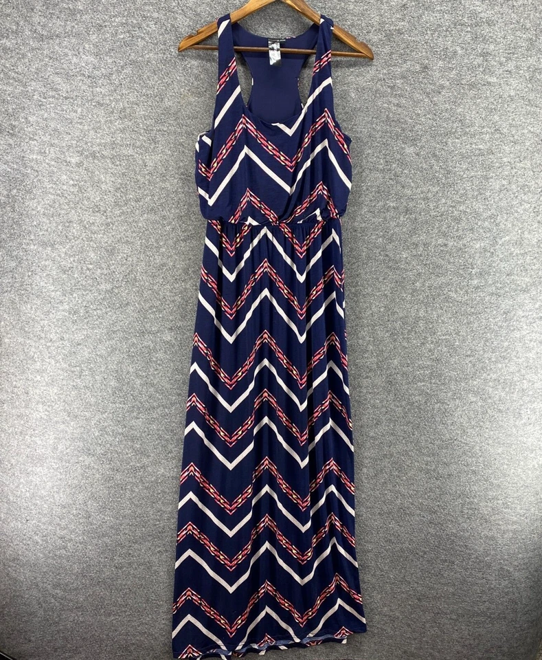 Trixxi Dress Women M Medium Blue Striped Maxi Long Lined Sleeveless Casual - Image 1 of 4