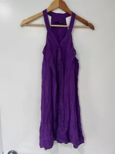 Seduce Button Front Halter Sleeveless Silk Mini Dress Purple Size 10 - Picture 1 of 8