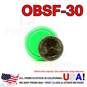 Sanwa Denshi Original OBSF-30 Green Push Button JAMMA guitar killswitch 30mm - Picture 1 of 8