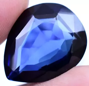 28.60 Ct Natural Kashmiri Blue Sapphire Stunning Certified Pear Loose Gemstone - Picture 1 of 6