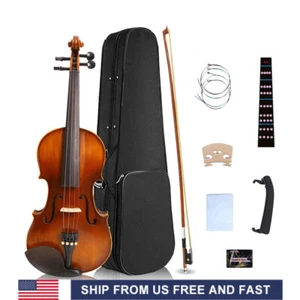 Kit violino acustico 4 corde 4/4 full size studenti principianti custodia fatta a mano, arco - Foto 1 di 11
