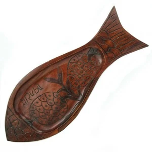 Bandeja para servir pescado madera tallada a mano decoración náutica tropical 19" - Imagen 1 de 6