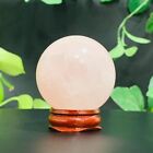 128G Natural Rose Quartz Pink Crystal Sphere Ball Reiki Healing Decoration