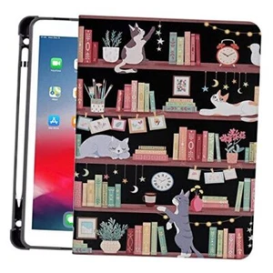 Case for iPad 6th 5th Generation 9.7-Inch 2018/2017 Model, Cat on Bookshelf - Picture 1 of 8