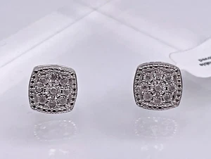 Bridge Diamond Sterling Silver Diamond Cushion Cluster Earrings 1/10 ct. - NWT - Picture 1 of 11