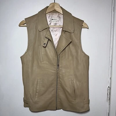 VANESSA BRUNO Athe Chaleco de Cuero Genuino Chaqueta Sin Mangas Talla 36 (S) #34781 Foto 1 de 4