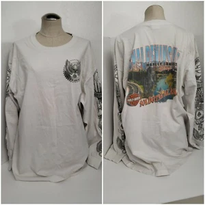 HARLEY-DAVIDSON Motorcycle Soldotna Alaska Long Sleeve Shirt 2XL Skull Wings  - Picture 1 of 11