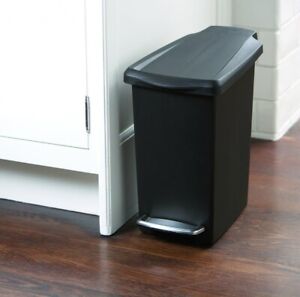 Simplehuman Mini Slim Plastic 10-Liter 2.6-Gal Step-On Trash Can in Black