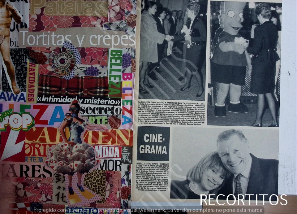 clips 2435 mireille darc dama di diana de gales con bart simpsons simon le bon Foto 1 de 1