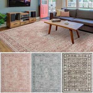 Extra Large Rug/ Soft Distressed Carpet/ Machine Washable Mat/ Hallway Runner - Picture 1 of 39