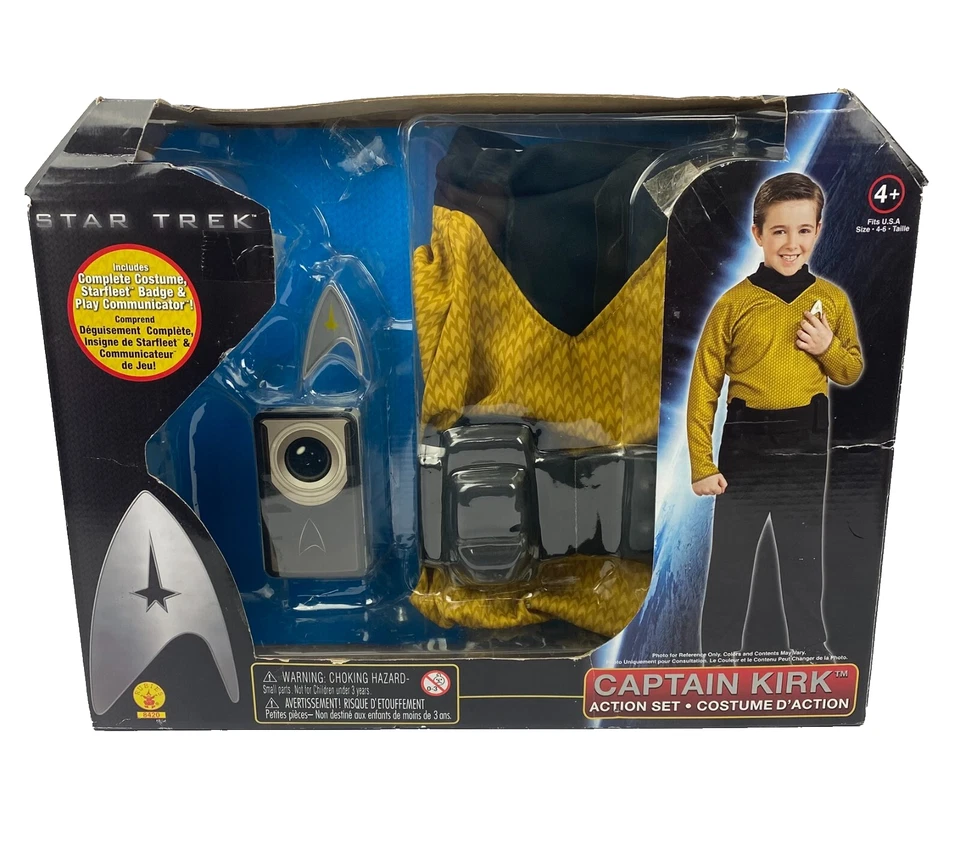 Star Trek Costume Captain Kirk Box Set Child Size 4-6 Cosplay Rubies Complete - Image 1 of 4