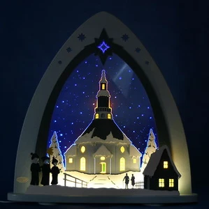 LED-Schwibbogen Lichterspitze Seiffener Kirche Seiffen Weigla Erzgebirge Neu - Bild 1 von 2