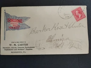 Pennsylvania: Meshoppen 1898 Carter Sunshine Stoves Both Sides Advertising Cover - Picture 1 of 2