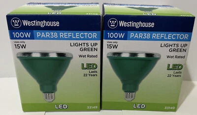 2 Pack Westinghouse 33149 Single 15 Watt Green PAR38 Medium (E26) LED Bulbs - Image 1 of 4