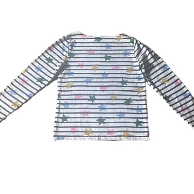 Boden Girls 8-9 years Top White w/ Multi Color Stars  Long Sleeve Cotton - Image 1 of 4