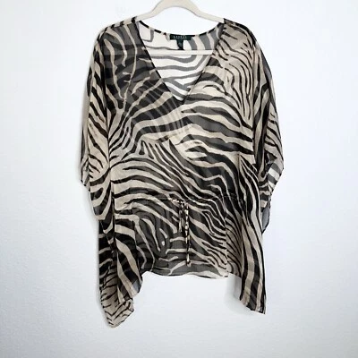 Blusa Ralph Lauren Top Mujer Grande Cebra Transparente Túnica O Natación Cubrir Q Foto 1 de 4