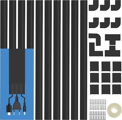 Cord Cover Raceway Kit - 157" Cable Concealer, Wire Hider for TV Wall Mounting a - Image 1 of 4