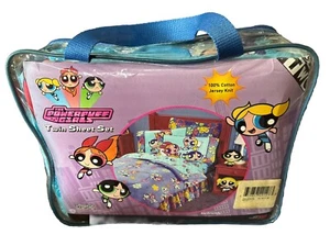 Vintage The Powerpuff Girls Girlfriends  Cotton Jersey Knit Twin Sheet Set Rare - Picture 1 of 5