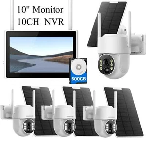 CAMCAMP 4MP Solar Funk Überwachungskamera Set Wlan Kamera 10'' Monitor NVR+500GB - Bild 1 von 9