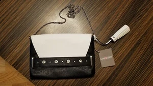 Sam & Libby Faux Leather Studded Clutch / Cross Body Purse Handbag, Black White - Picture 1 of 10