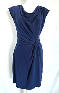 NWT Michael Kors Cap Sleeve Front Twisted Women's Sheath Dress Size S Real Navy - Picture 1 of 14