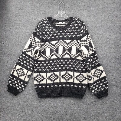GAP Sweater Mens M Medium Gray Fair Isle Spill Nordic Alpaca Wool Pullover Aztec - Image 1 of 4