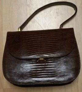 Vintage Bellestone Snakeskin Handbag 1950's w/Comb Mirror Change Purse - Picture 1 of 10