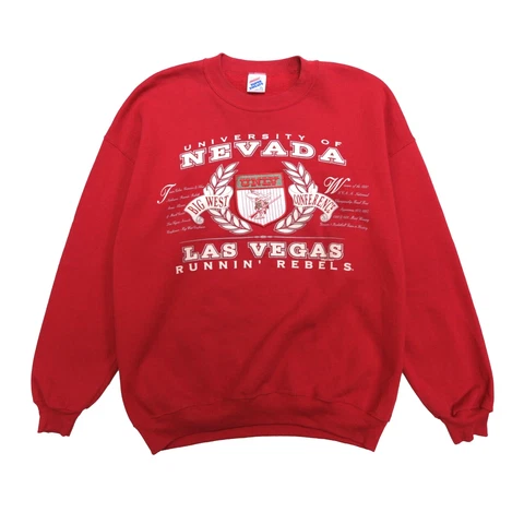 Vintage UNLV Runnin Rebels Jerzees Sweatshirt Size XL Red Embroidered NCAA 90s Cover