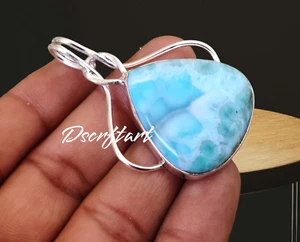 Larimar Gemstone Pendant Sterling Silver Woman Pendant Gift for her - Picture 1 of 4