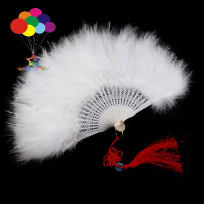 Abanico de plumas grandes de pavo de alta calidad para mujer sosteniendo accesorios de baile fiesta boda Foto 1 de 4