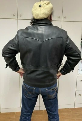 Oldschool  Rocker Lederjacke 50er Biker Jacke Leder Rockabilly Anilinleder, NEW  - Bild 1 von 4
