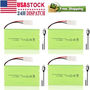 4x NiMH Akku 9,6V 2400mAh Batterie Tamiya Stecker mit USB Ladekabel für RC Auto - Bild 1 von 8