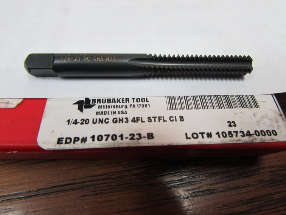 Brubaker Tool 1/4-20 UNC GH3 4FL STFL CI B Tap 10701-23-B (ST1227) - Image 1 of 1