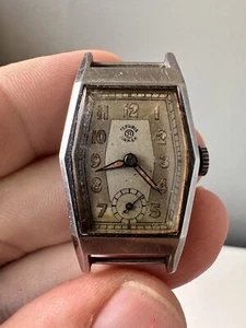 VINTAGE RARE WW2 MILITARY SMALL TANK CHROMED MEN'S SWISS WATCH ANKER 15j - Picture 1 of 12