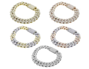Honeycomb 15 3/5 CT Real Diamond Miami Cuban Bracelet Gold  14MM   8" - Picture 1 of 8