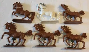 Lot 6 West Germany Toy Horses Rearing Up With Saddle On Backs 3" Vintage Western - Picture 1 of 8