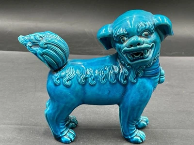 De colección China Azul Turquesa Porcelana Foo/Fu Perro Templo León Excelente Estado. Foto 1 de 4