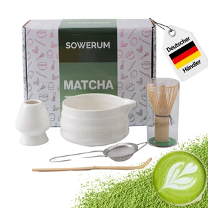 Matcha Set Weiß Premium Set 5 teilig Geschenk Matscha Matchaschale Matchabesen - Bild 1 von 7
