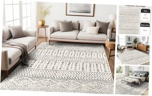  Area Rug 5x7, Super Soft Ultra-Thin Moroccan Washable Rugs 5x7, Anti-Slip  - Picture 1 of 7