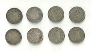 Nice Silver collection United Kingdom 8 Silver Half Crowns - Picture 1 of 2