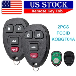 2 For  2005 2006 2007 2008 2009 Buick LaCrosse Remote Key Fob 4 Button KOBGT04A - Picture 1 of 8