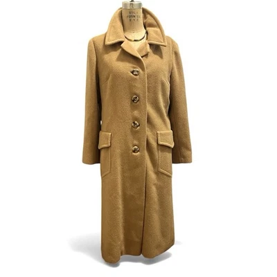 Abrigo ILGWU Vintage Mujer Años 70 Lana Tostado En Perfecto Estado Talla S Foto 1 de 4