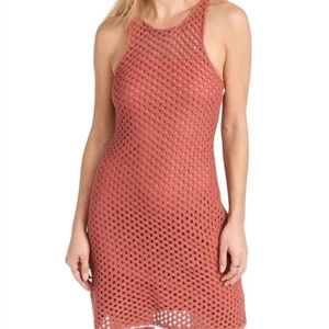 MINKPINK Crochet Swim Cover-Up pink purple tank sheer mini dress bohemian medium - Picture 1 of 7